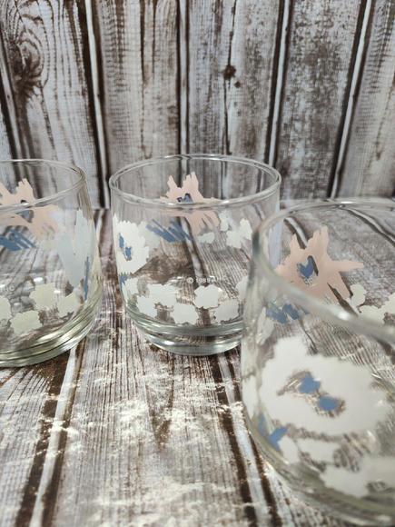 1989 Anchor Hocking Lowball Glasses Pastel Floral Juice Tumblers Set of 4 EUC - Picture 8 of 10